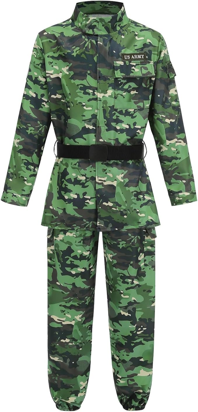 Colorful House Kids Army Costume Unisex Soldier Dress up for Halloween Role Play