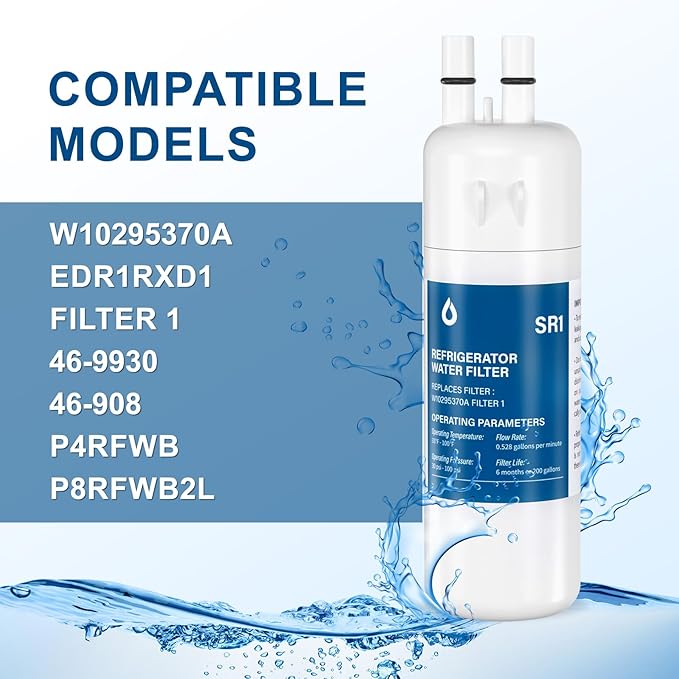Water Filter Replacement Compatible with W10295370A, EDR1RXD1, Filter 1, W10295370, P4RFWB, P8RFWB2L, 46-9930, 46-9081 (2 Packs)