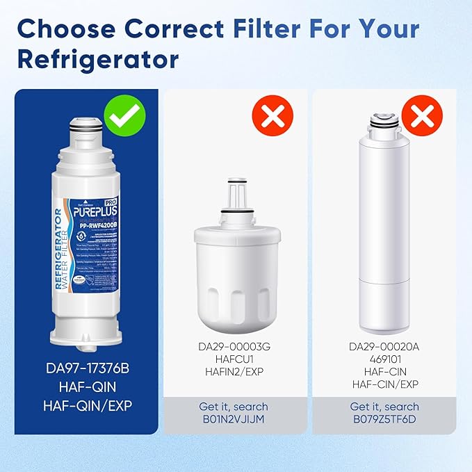 PUREPLUS DA97-17376B NSF 53&42 Certified Water Filter Replacement for Samsung HAF-QIN/EXP, DA97-08006C, RF28R7351SG, RF28R7201SR, RF28T5001SR, RF24R7201SR, RS27T5200SR, Refrigerator Water Filter