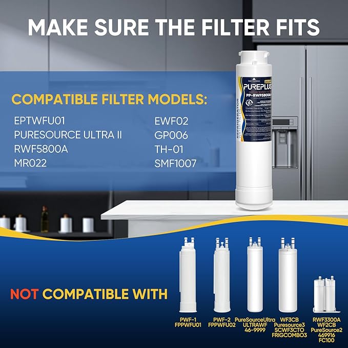 PUREPLUS Refrigerator Water Filter, Compatible with Frigidaire EPTWFU01, EWF02, Pure Source Ultra II, 3Pack