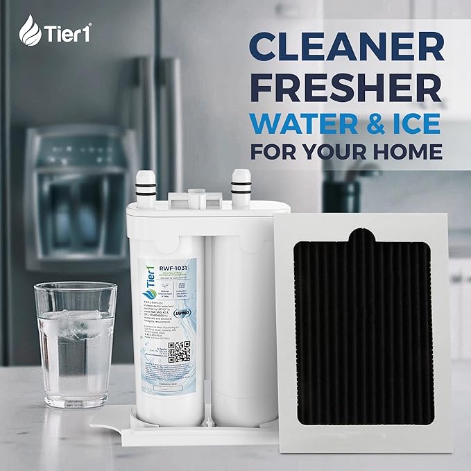 Tier1 RWF1031 WF2CB Refrigerator Water & Air Filter Combo | Replacement for PureSource2, EWF01, FC100, PAULTRA | Fridge Filter - Up to 12 Months Supply | Odor Control | Great Tasting Water (2-pk)