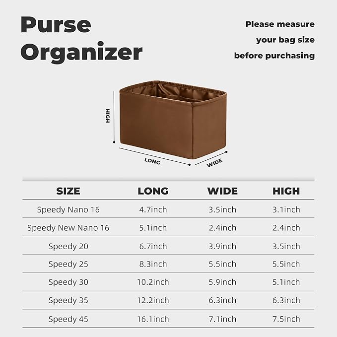 Purse Handbag Silky Organizer Insert Keep Bag Shape Fits LV Speedy 16/20/25/30/35/45 bags, Luxury Handbag Tote Lightweight Sturdy(Gold, Speedy 35)