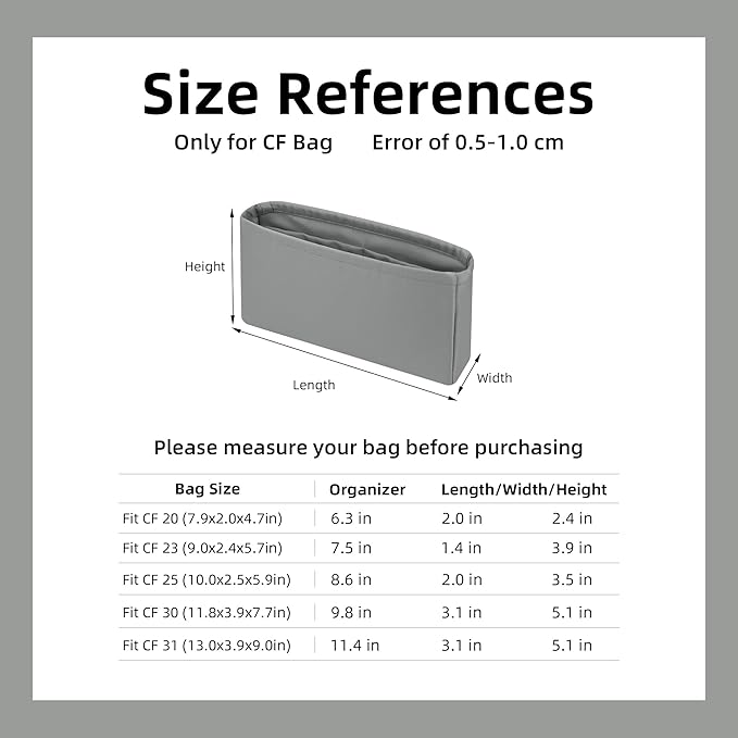 DGAZ Purse Organizer Insert，Silk Bag Organizer，Luxury Handbag & Tote Shaper Fits Chanel CF Bags