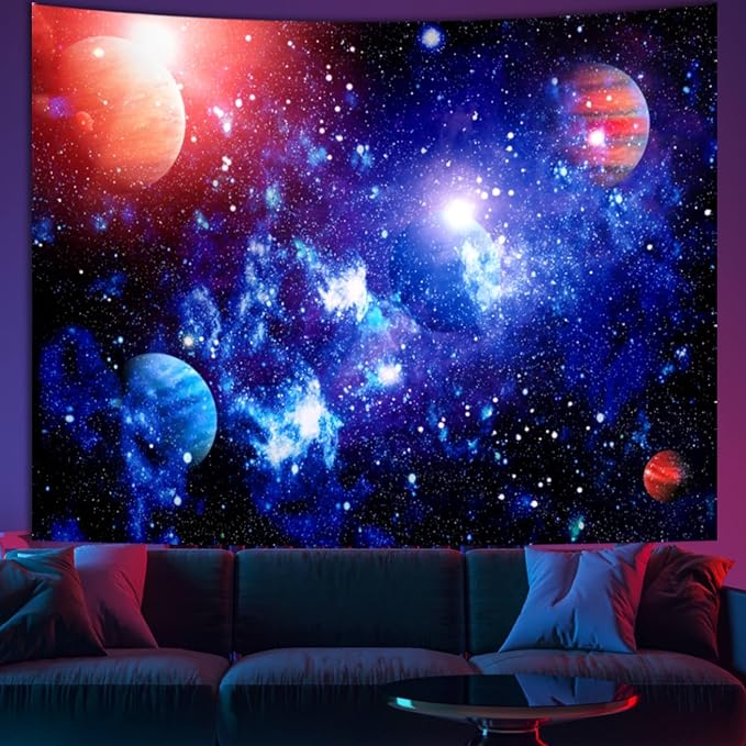 Space Tapestry for Bedroom Aesthetic Outer Space Galaxy Night Starry Sky Stars Universe Tapestry Nebula Wall Hanging Backdrop for Living Room Dorm Home Decoration (60'' x 79'')