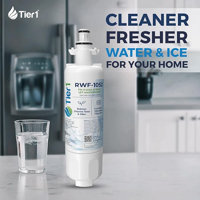 Tier1 RWF1052 ADQ36006101 Refrigerator Water Filter | Replacement for LG LT700P & Kenmore 9690 Fridge Filter - Up to 12 Months Supply | Easy Install | Odor Control | Clean & Great Tasting Water (2-pk)