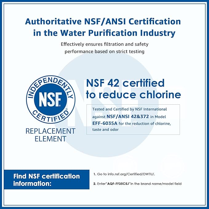 AQUA CREST FF35C5J Inline Water Filter Replacement, 1/4 Quick-Connect Replacement for Refrigerator, NSF/ANSI 42 Certified, Post-Carbon Filter for Reverse Osmosis Systems, 6-12 Months (NO Fittings)