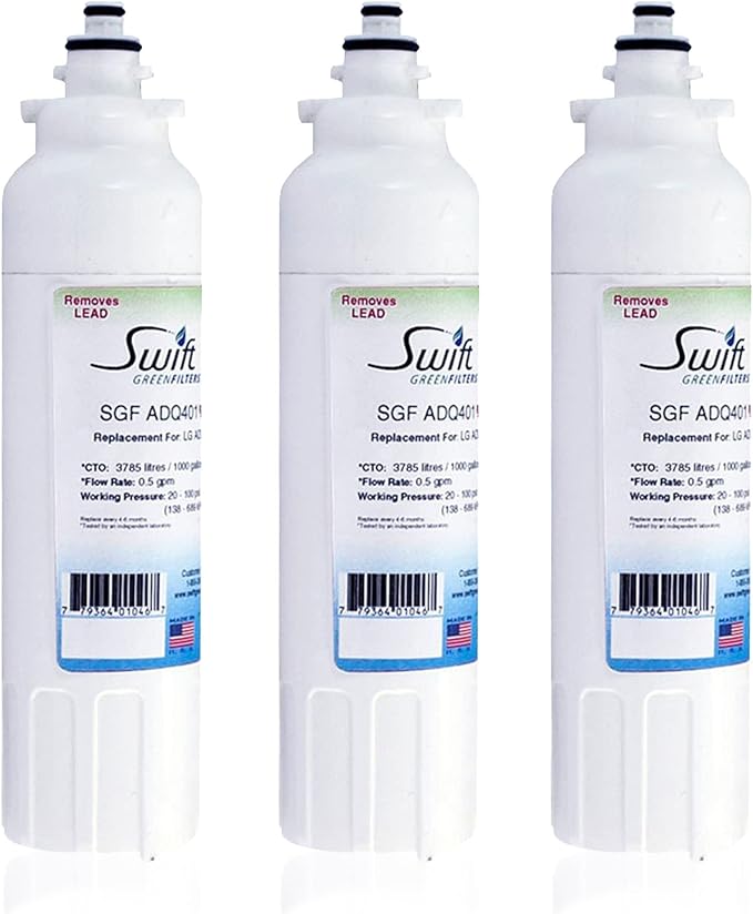 Swift Green Filters SGF-ADQ401 Rx Compatible for ADQ73613401,LT800P Pharmaceuticals Refrigerator Water Filter (3 Pack),Made in USA