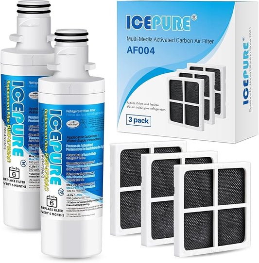 ICEPURE ADQ747935 Replacement for LG LT1000P MDJ64844601, Kenmore Elite 46 9980, ADQ74793501 LT1000PC LT1000 ADQ74793502, LMXS28626S, 2 Pack Refrigerator Water and 3 Pack LT120F Fresh Air Filte