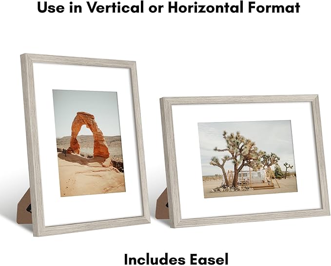 Americanflat 9x12 Picture Frame with Shatter-Resistant Glass - Use as 6x8 Frame with Mat or Display 9x12 Photo Without Mat - Signature Collection - Picture Frames for Tabletop and Wall - Driftwood