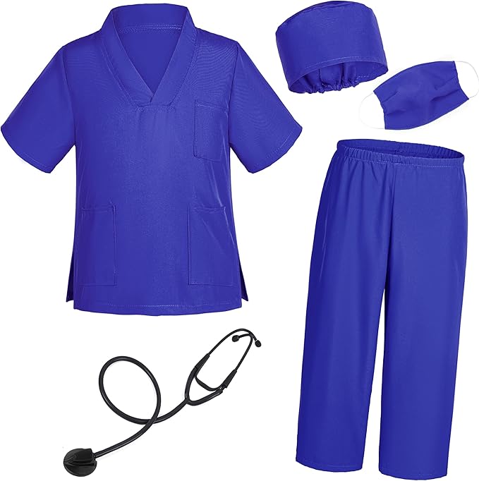 Doctor Costume for Kids Scrubs Pants with Accessories Set Children Party Cosplay 3-12 Years