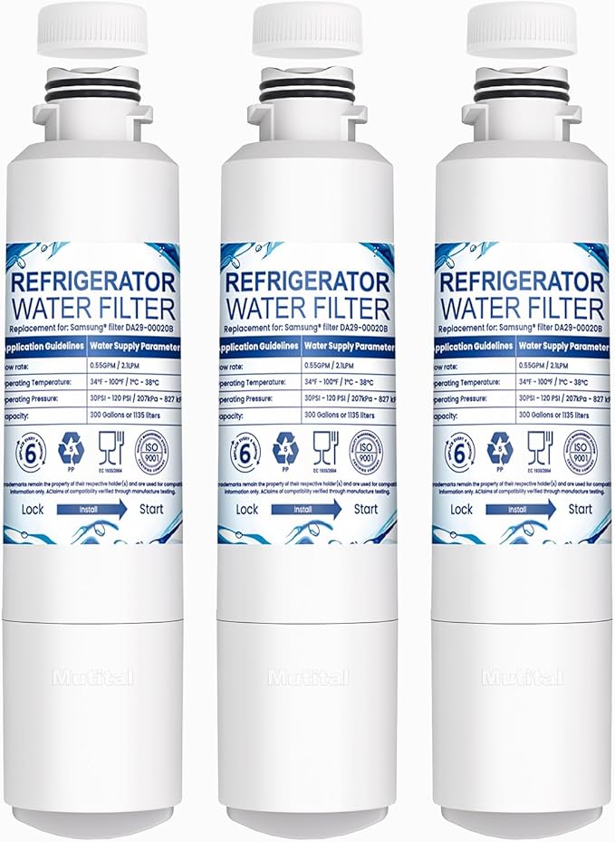 DA29-00020B Water Filter, Replacement for Water Filter DA29-00020B, HAF-CIN, RS25J500DSR, RF28HMEDBSR, HAF-CIN/EXP, RF4287HARS, RF28HFEDBSR(3 Filters)