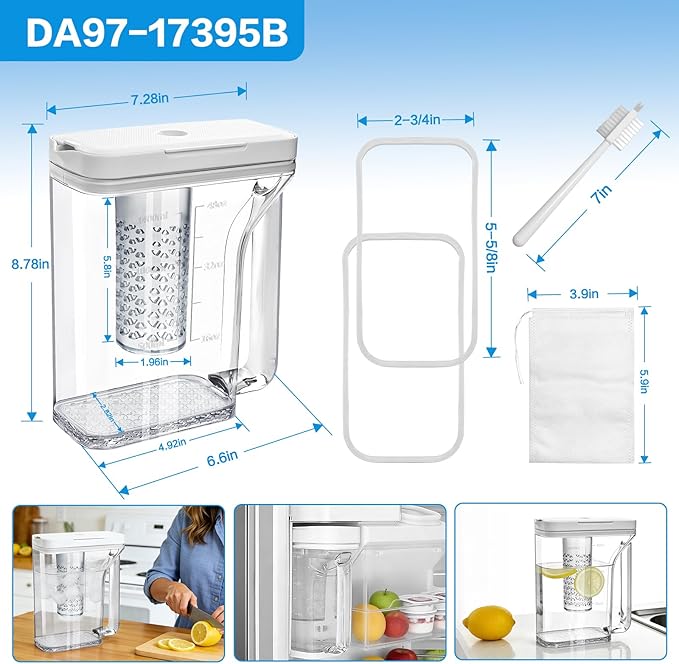 Upgraded DA97-17395B Water Pitcher Reservoir,Compatible with Samsung Refrigerators RF28R7351SG RF28R7351SR RF28R6221SR【Food-Grade Durable Material, No-Leak Design】samsung refrigerator water pitcher