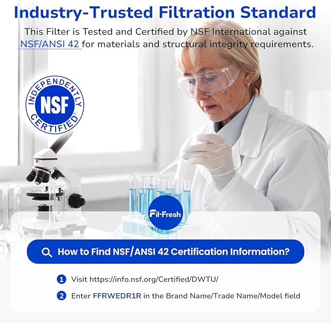 Fil-Fresh EDR1RXD1 Refrigerator Water Filter Replacement for EveryDrop® Filter 1, Whirlpool® W10295370A, WHR1RXD1, KAD1RXD1, P4RFWB, P8RFWB2L, Kenmore® 46-9081, 46-9930, Fridge Water Filter, 3 Packs
