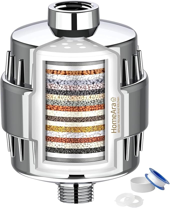 Shower Filter for Hard Water to Remove Chlorine and Fluoride, 20 Stage Shower Head Water Filter System for Itchy Skin or Dandruff, High Output Filtered Showerhead with Cartridge, chrome