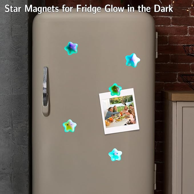 8 Pieces Star Magnets for Fridge Glow in The Dark–Cute Kitten Decorative Fridge Magnets, Strong Hold Luminous Refrigerator Magnet for Kitchen Office Use,Gifts for Cat Lovers