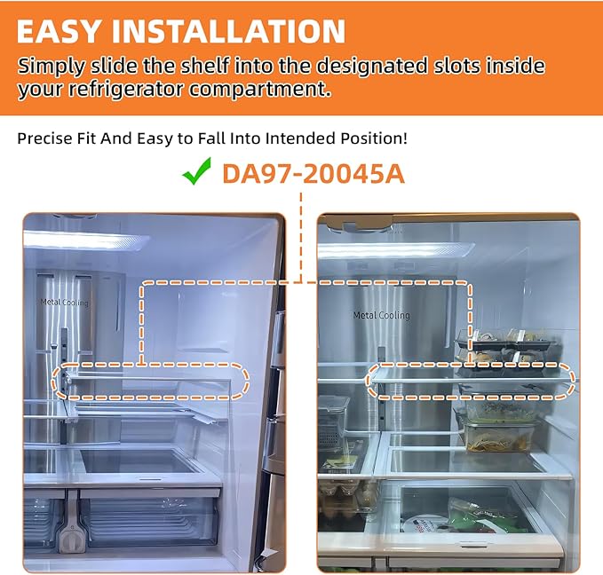 UPGRADED DA97-20045A Refrigerator Shelf Assembly Compatible with Samsung Refrigerator Glass Shelf Replacement Parts Samsung Fridge Shelf Replacement RF28R7201SR RF28R7351SR RF28R7351SG Shelf Top Right