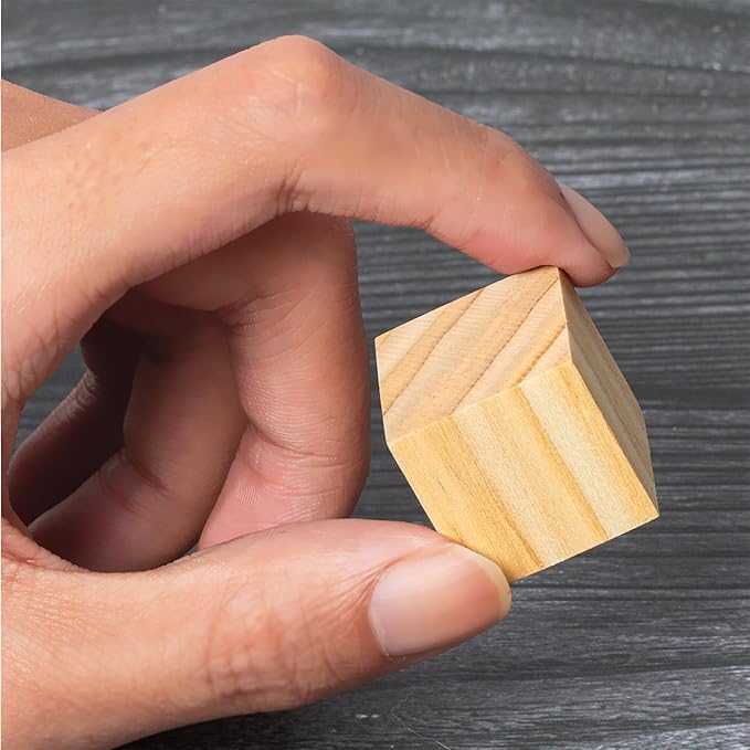 100 Pack Small Wood Cubes 1 Inch - Bulk Unfinished Wooden Squares for Mosaics, Architectural Modeling, Puzzle Making & Rustic Home Decor Projects