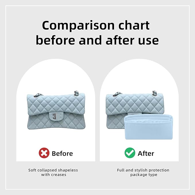 DGAZ Purse Organizer Insert，Silk Bag Organizer，Luxury Handbag & Tote Shaper Fits Chanel CF Bags