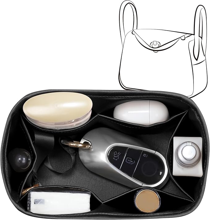 Silky Bag Insert Fit for Hermes Lindy 19/26, Silky Purse Organizer, Lightweight and Silk Touch (Fits Mini Lindy 19, Black)