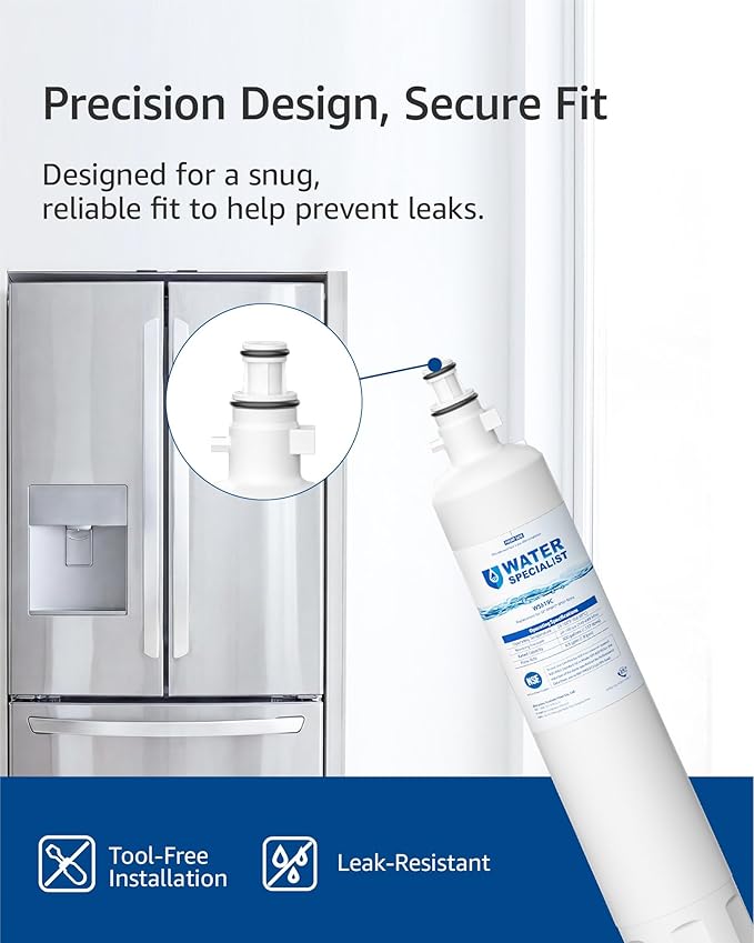 Waterspecialist WS619C Replacement for GE® RPWFE®, RPWF (Built-in CHIP) Refrigerator Water Filter, Compatible with GYS22GMNES, GYE22HSKSS, PYE22PELDS, GFE26GMKES, GFE28GYNFS, PFE28KYNFS, 2 Filters