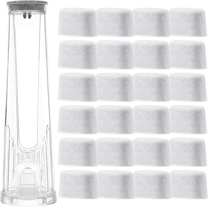 Tall Handle Water Filter Starter Kit, 2.0 Water Reservoir Replacement Coffee Machine Filters, Compatible with K-Classic, K-Select,with Side Reservoir Filter Holder and 24 Replacement Water Filters