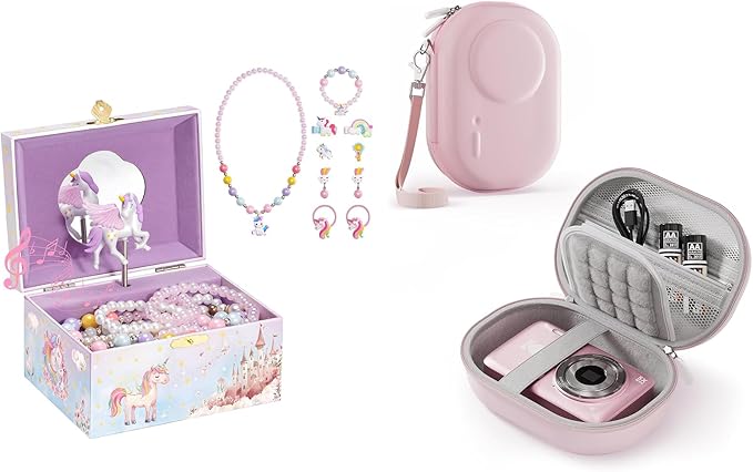 ProCase Unicorn Musical Jewelry Box with Jewelry for Girls Bundle with Small Digital Camera Case Compatible with KODAK PIXPRO FZ55/FZ45/C1 Zoom/CAMKORY/Lecran