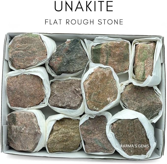 Unakite, Crystal Flats, Mineral Flats, Natural Raw Crystals for Tumbling, Cabbing, Rock Tumbler for Kids, Treasure Box, Party Favors, Crystal Growing Kit, Gifts for Him, Minecraft