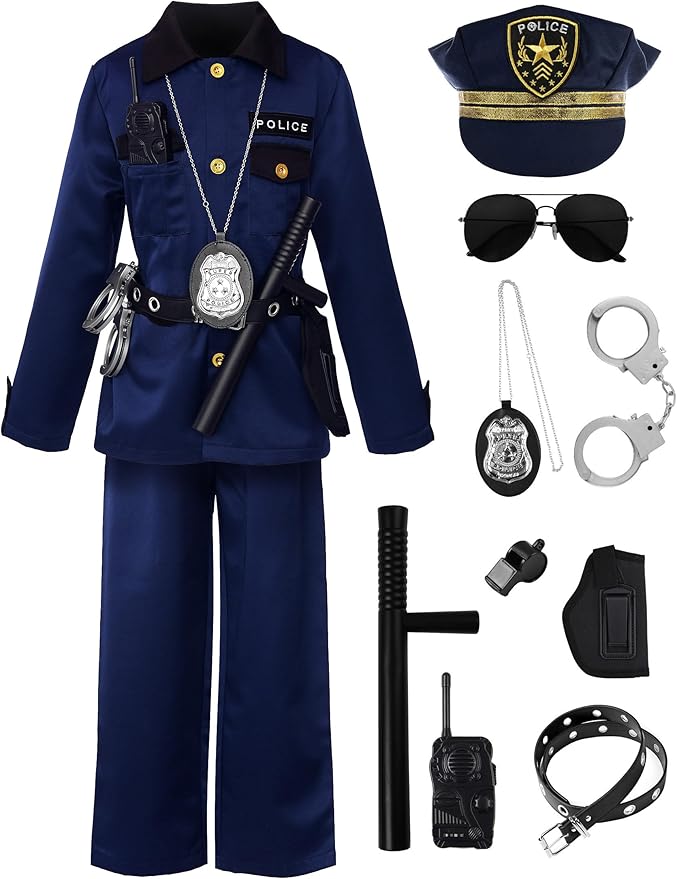 ReliBeauty Boy' s Police Costume Halloween Outfit for Kids
