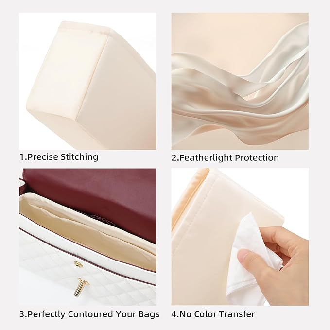 DGAZ Silk Purse Organizer Insert For Lady-Dior Micro/Mini/S/M/L bags，Silky Smooth Bag Organizer，Luxury Handbag & Tote Shaper（Craie，Mini）