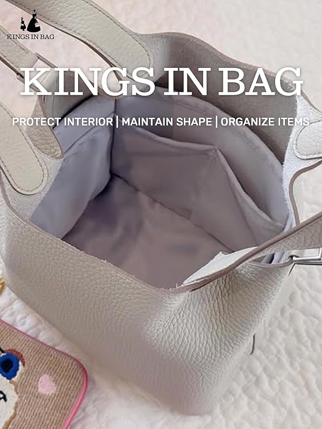 Purse Organizer Insert for Picotin 18/22, Satin Bag Organizer for Woman, Soft & Lightweight Purse Essentials, Ideal for Travel, Shopping, and Daily Use, Multiple Pockets(PC 18, Beton)
