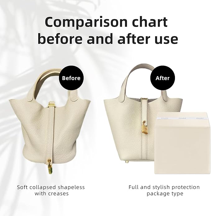 DGAZ Purse Pillow Shaper Insert For picotin Bags,Luxury Handbag Tote Shapers, Memory Foam(Craie,PC31)