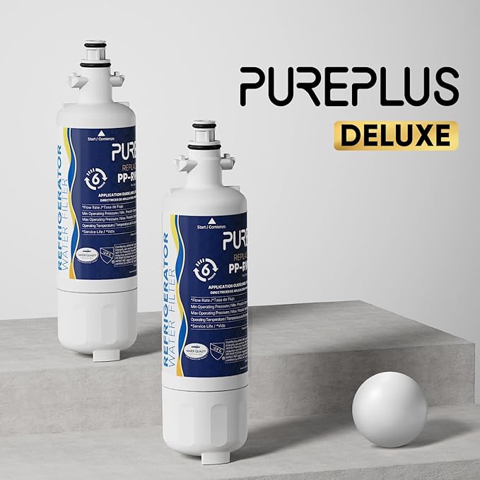 PUREPLUS 469690 NSF 401 & 473 & 53 & 42 Certified Replacement for LG LT700P Kenmore Elite 9690, ADQ36006102, ADQ36006101, LFXS30766S, LFX28968ST, LT120F Refrigerator Water and Air Filter Combo, 2Pack