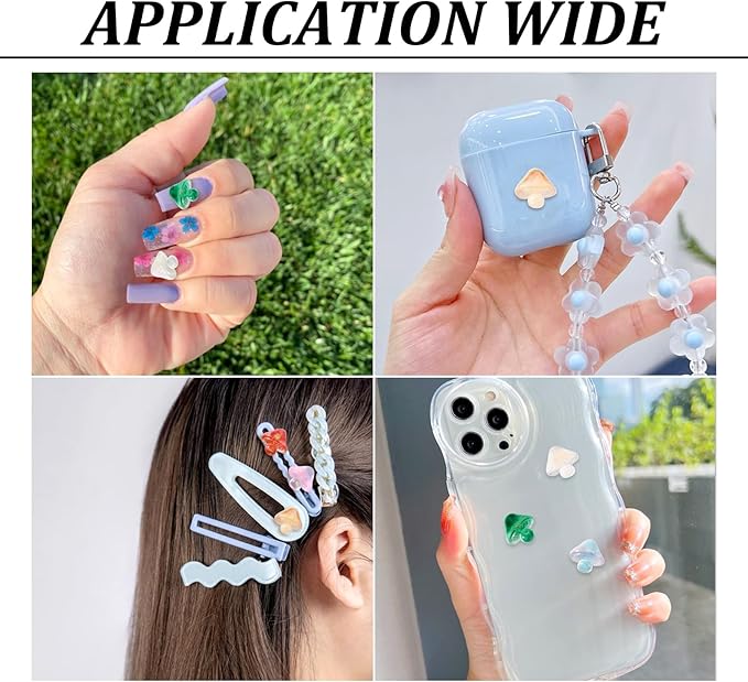 70Pcs Luminous Mushroom Charms Glow in The Dark Mushroom Resin Flatback Cabochons Mushroom Nail Charms for Women Manicure Crafts Scrapbooking Hairpin Decoration