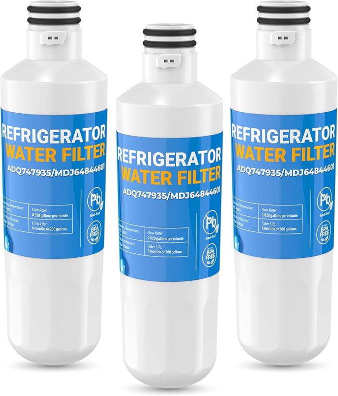 LT1000P ADQ747935 Water Filter Compatible with LG® LT1000P®/PC/PCS,MDJ64844601,Replacement for Kenmore Elite 46-980,ADQ74793501,LT1000PC,ADQ74793502, LMXS28626S, LMXC23796S | 3pack | Zypxsyxgb