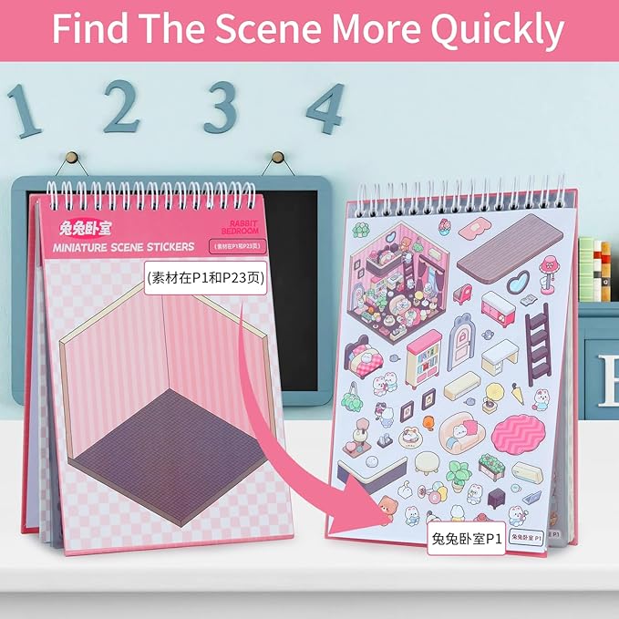 20 Sets Sticker Therapy DIY 3D Mini Scene Book: 1000+ Premium Removable Stickers for Anxiety Relief, Creative Scrapbooking Reusable Stress Relief Activities for Adults and Teens