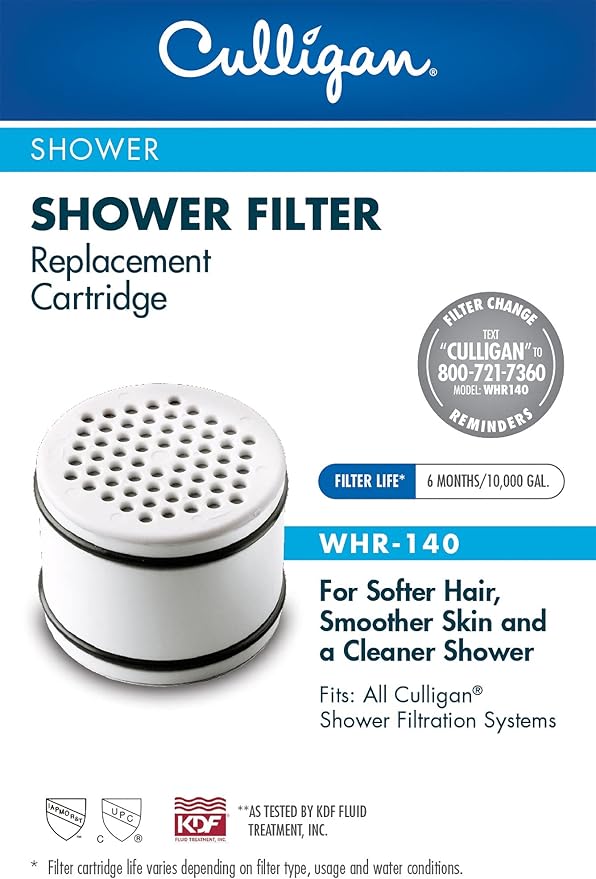 Culligan® Official Shower Filter Replacement WHR-140 Cartridge for Culligan Water Shower Filter Systems WHR-140, WSH-C125, ISH-100, HSH-C135, (Pack of 2)