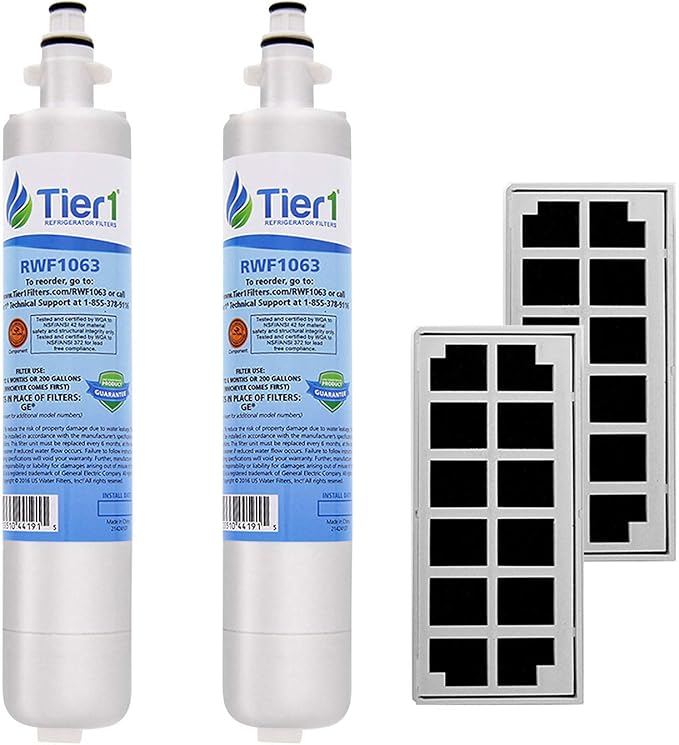 Tier1 RPWF Refrigerator Water & Air Filter Combo 2-pk | Replacement for GE RPWF (NOT RPWFE), WSG-4, MPF15350, DWF-36, R-3600, OPFG3-RF300, RWF3600A, WD-RPWF, WF277, ODORFILTER, Fridge Filter