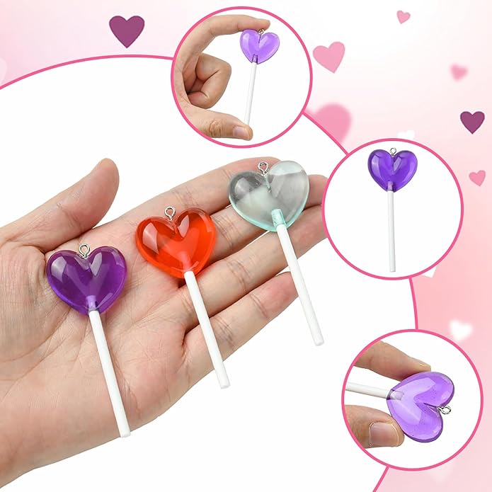 5-10Pcs Luminous Translucent Resin Charms Pendants for Jewelry Making, Round Dinosaur Heart Star lollipop Shape Glow in the Dark Charms for Bracelets Necklaces Earrings Keychains Crafting