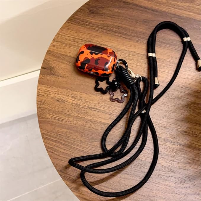 Compatible with AirPods Pro 1st/2nd Generation Case (2019/2022/2023) - Cute Brown Leopard Silicone Cover with Adjustable Neck Strap, Shockproof Keychain for Travel, Women & Men,Girl