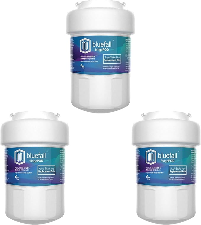 BlueFall Compatible MWF Water Filters for GE Refrigerators, NSF 42 Replacement for SmartWater MWFP, MWFA, GWF, HDX FMG-1, WFC1201, RWF1060, 197D6321P006, Kenmore 9991, 3 Pack