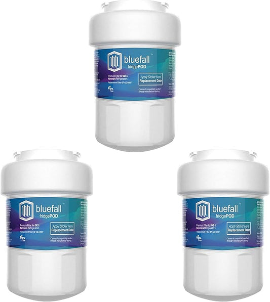 BlueFall Compatible MWF Water Filters for GE Refrigerators, NSF 42 Replacement for SmartWater MWFP, MWFA, GWF, HDX FMG-1, WFC1201, RWF1060, 197D6321P006, Kenmore 9991, 3 Pack