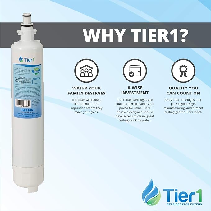 Tier1 RPWF Refrigerator Water Filter 2-pk | Replacement for GE RPWF (NOT RPWFE), WSG-4, MPF15350, DWF-36, R-3600, OPFG3-RF300, RWF3600A, WD-RPWF, WF277, Fridge Filter