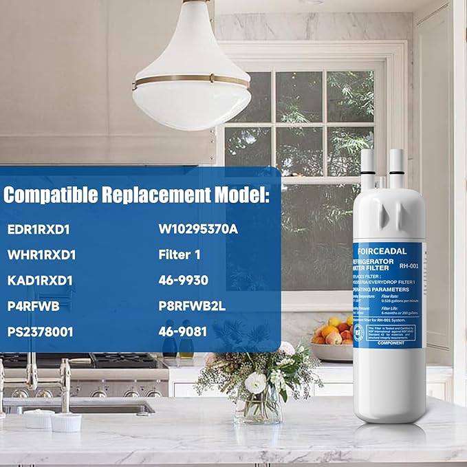 EDR1RXD1 Water Filter Replacement Compatible with Whirlpool W10295370A, Filter 1, EDR1RXD1B, WHR1RXD1, KAD1RXD1, P8RFWB2L, P4RFWB, WD-F38, 46-9081, 46-9930, 3 Pack