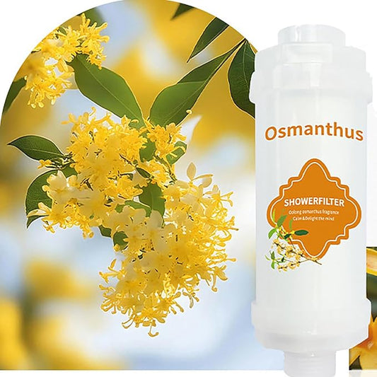 Vitamin C Shower Filter for Hard Water, Shower Aromatherapy, Water Purifier Bathroom Accessories Remove Chlorine Fluoride Heavy Metals Improves Skin Condition Protects Hair Osmanthus Scent