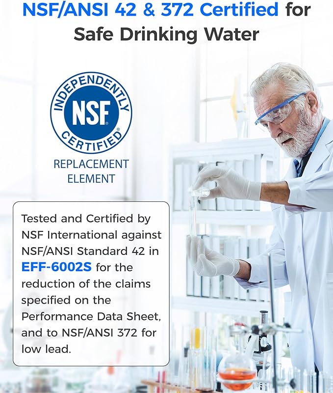 Waterdrop 4396508 Refrigerator Water Filter, Replacement for Whirlpool® 4396510, 4392857, Kenmore® 46-9010, NLC240V, EveryDrop® Filter 5, EDR5RXD1, 3 Filters (Package may vary)