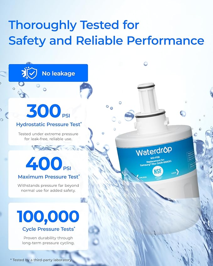 Waterdrop Replacement for Samsung® DA29-00003G, DA29-00003B, DA29-00003A, Aqua-Pure Plus, HAFCU1, RFG237AARS, FMS-1, RS22HDHPNSR, RSG257AARS, WSS-1 Refrigerator Water Filter, 1 Filter