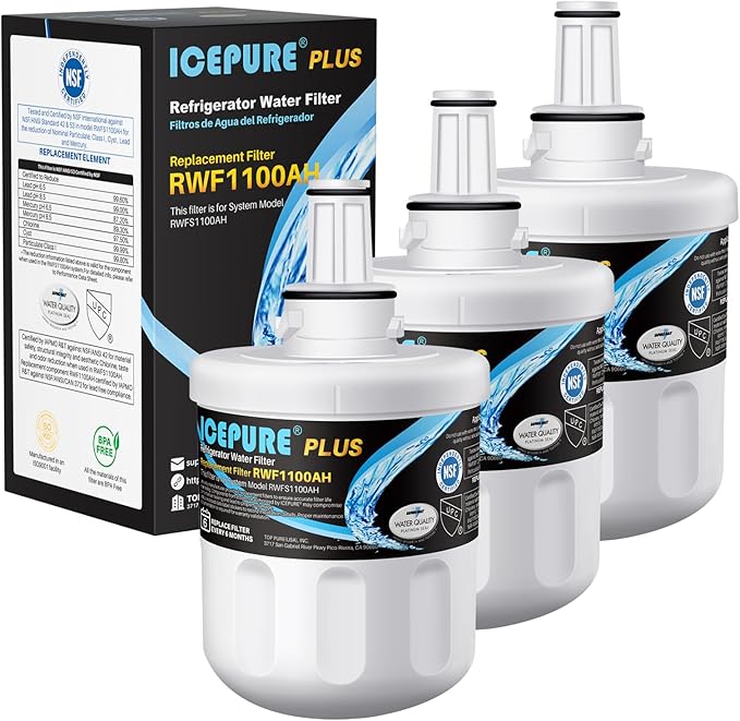 ICEPURE PLUS Remove Heavy Metals NSF/ANSI 53&42 NSF/ANSI/CAN 372 DA29-00003G Replacement for Samsung DA29-00003B DA29-00003A, DA29-00003D DA29-00003F DA97-06317A, HAFCU1, WF289, WSS-1, 3PACK