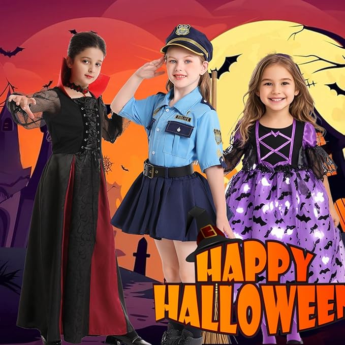 Police Officer Costume Girls Kids Cop Costume Set Toddler Halloween Costumes Police Cosplay Uniform with Accessories