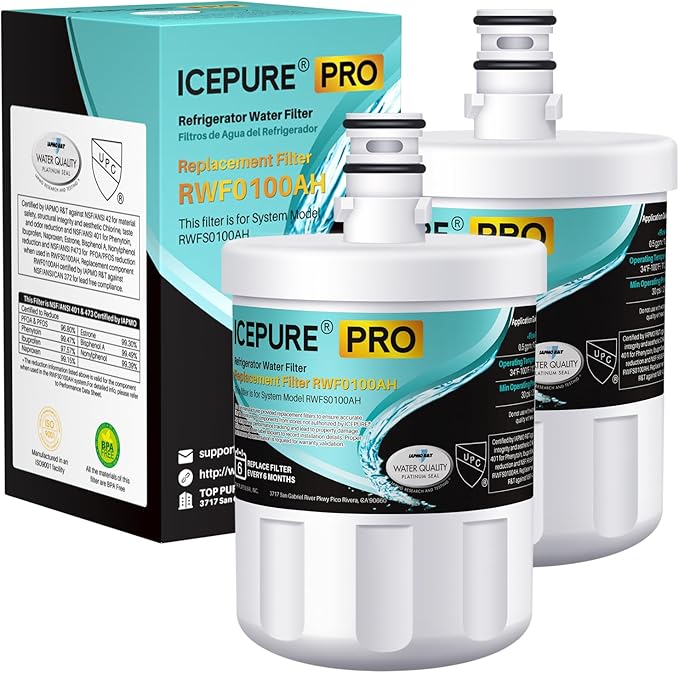 ICEPURE PRO 5231JA2002A NSF401&473&53&42 Certified Refrigerator Water Filter Replacement for LG LT500P, GEN11042FR-08, ADQ72910911, ADQ72910901, ADQ72910907, Kenmore 9890, 469890, LFX25974ST, 2PACK
