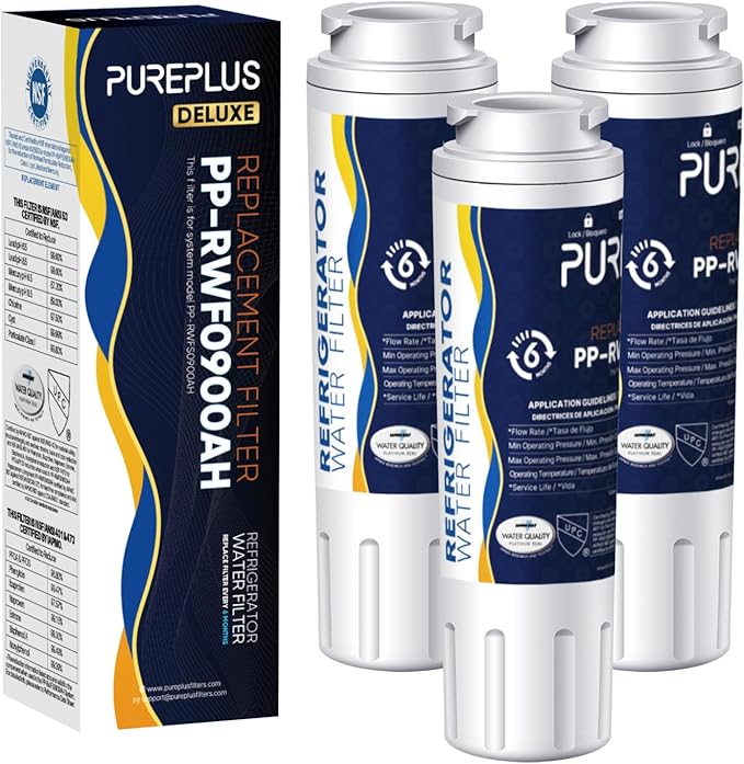 PUREPLUS UKF8001 NSF/ANSI 401, 53, 42 & NSF P473 Certified Replacement for Maytag UKF8001P, EDR4RXD1, Everydrop Filter 4, PUR 4396395, UKF8001AXX-200, UKF8001AXX-750 Refrigerator Water Filter, 3Pack